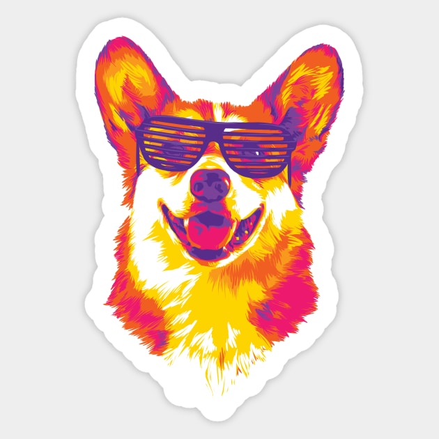 Silly Gangster Corgi Painting Sticker by polliadesign